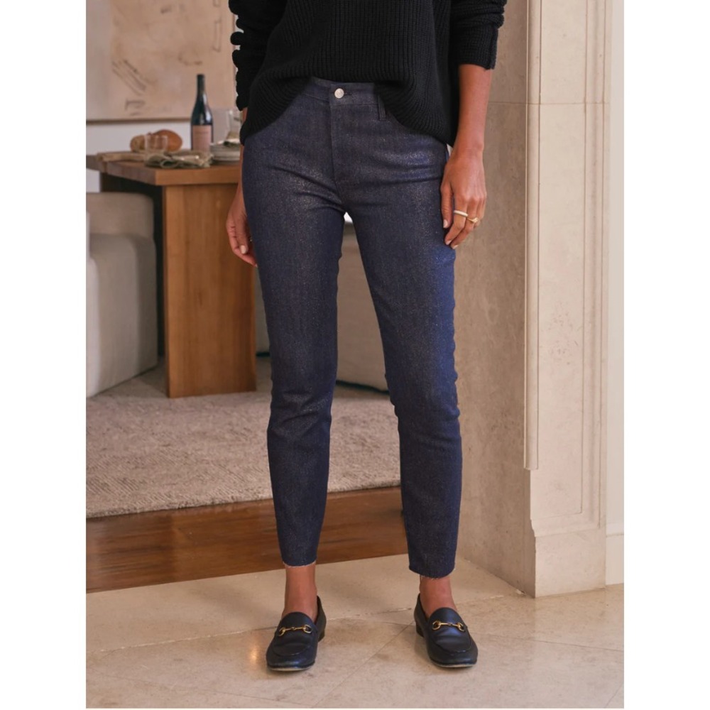 Frank & Eileen 28 Italian Waxed Dark Wash Denim Skinny Jeans Raw Hem Quiet Luxur
